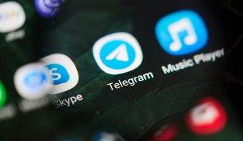 Skype, Telegram and Apple Music logos