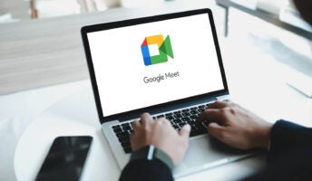 Google Meet on a laptop