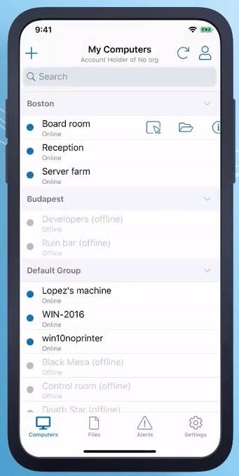 LogMeIn Pro mobile: List of computers