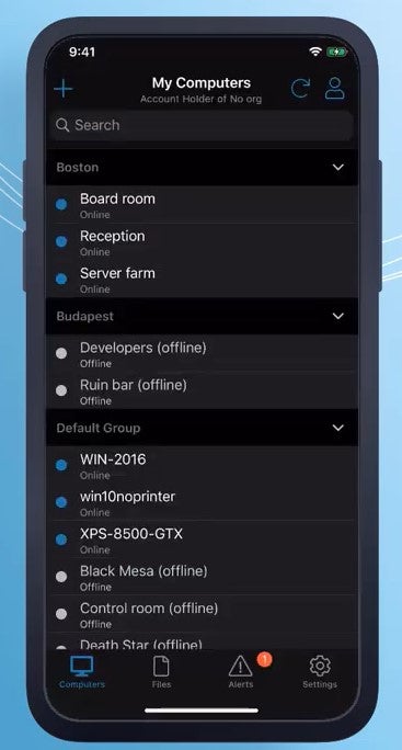 LogMeIn Pro: night mode on mobile
