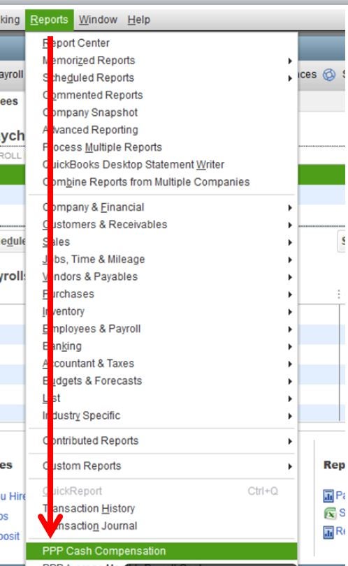 QuickBooks PPP loan report