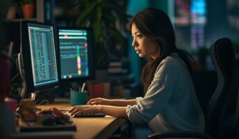 software developer working at desk