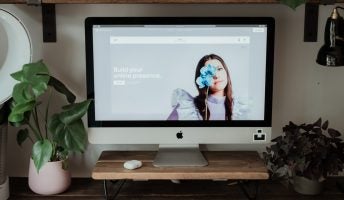 Squarespace website open on a Mac computer