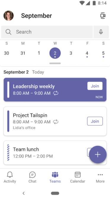 Microsoft Teams Calendar