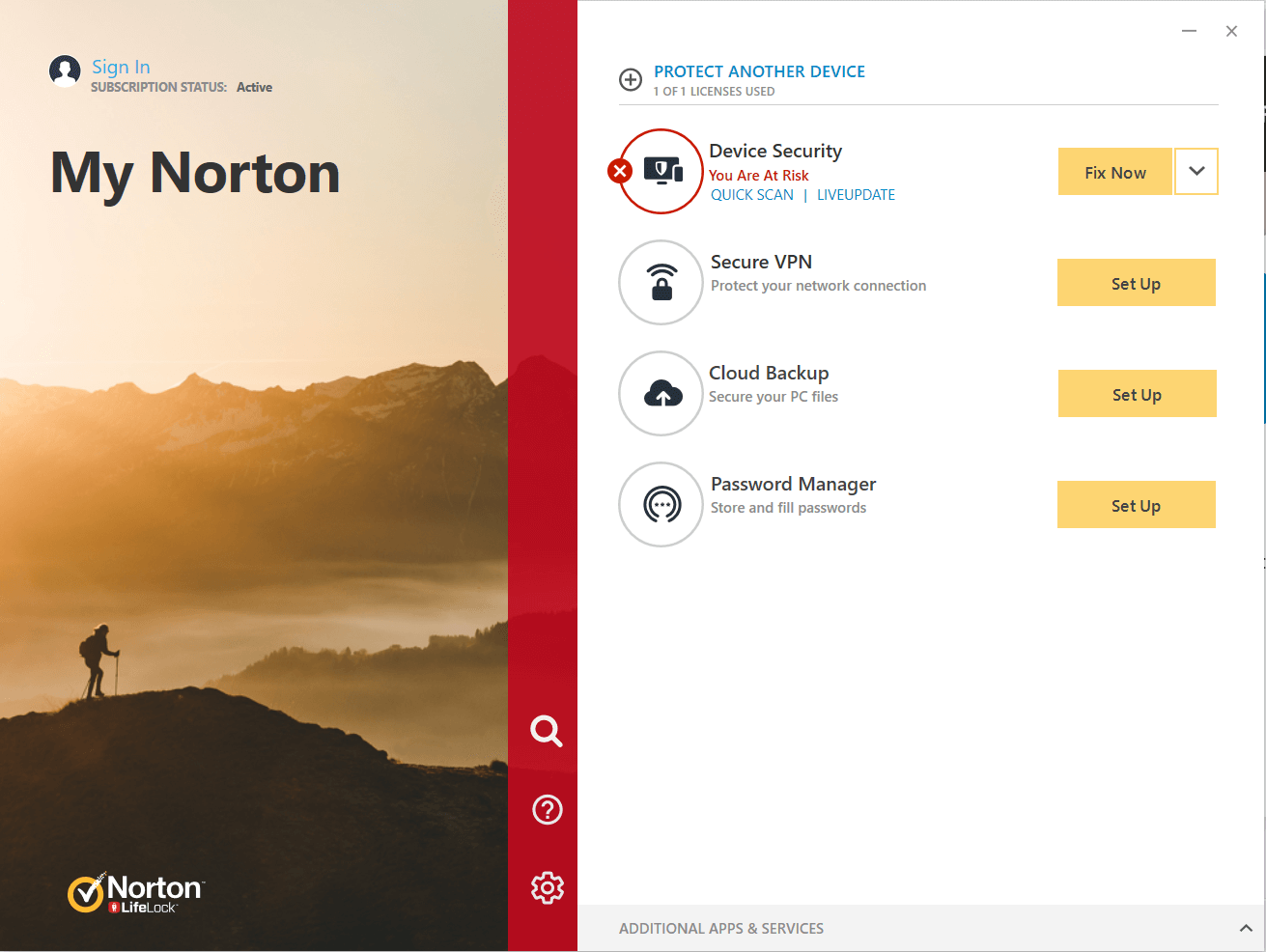 norton antivirus user interface