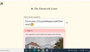 The Password Game being played on rule 14