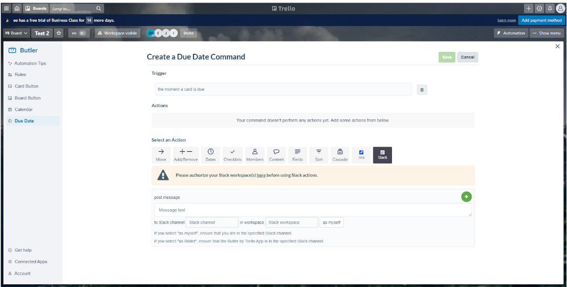 Trello automation builder